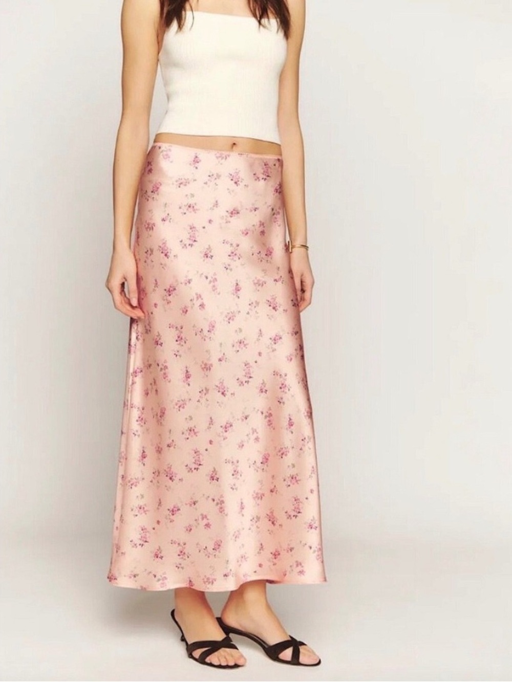 Reformation Layla 100% Silk Midi Skirt Floral Myrna Boho Costal Chic Size 0